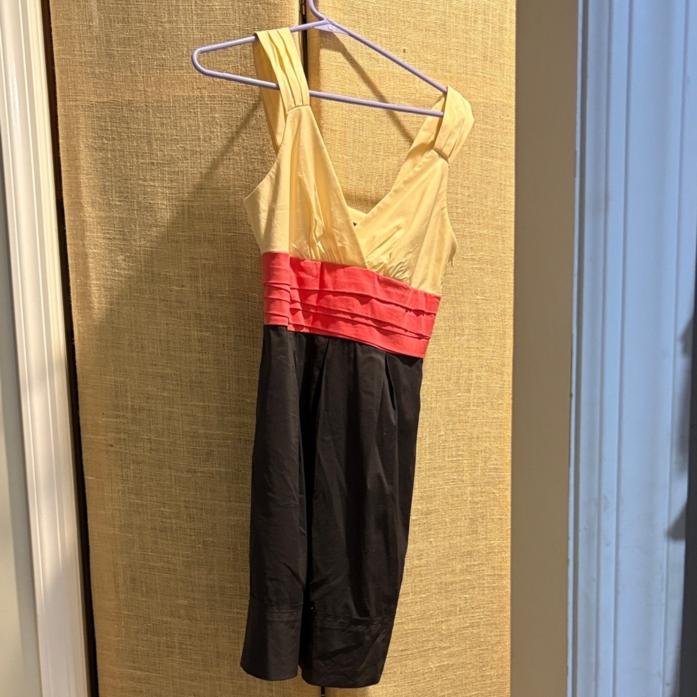 BCBG Cream, watermelon, navy, a Sleeveless Dress